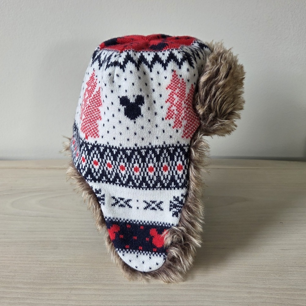 BabyGap Disney Mickey Mouse Toddler Trapper Hat Fair Isle Faux Fur Winter 4T 5T